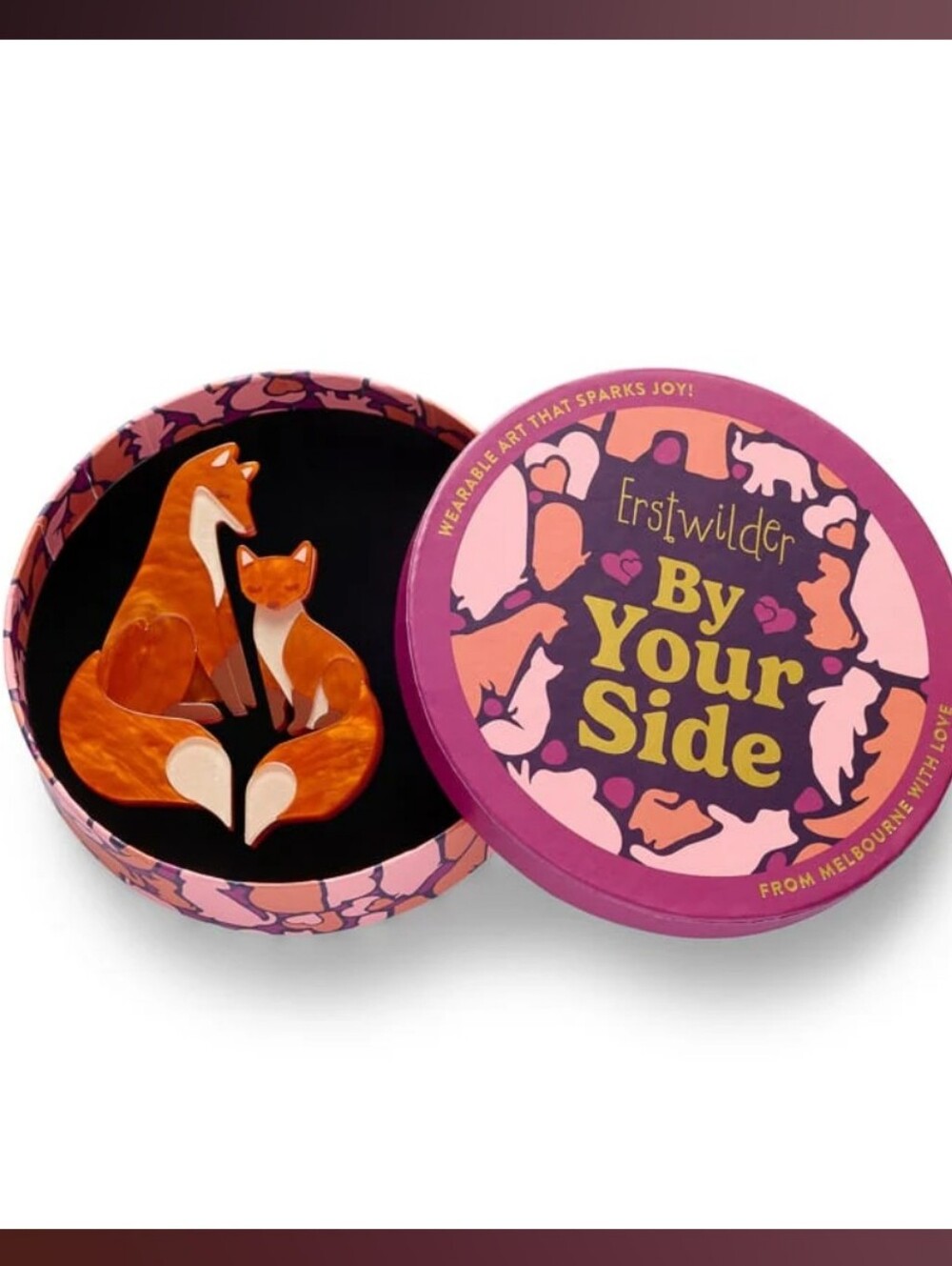 Erstwilder "By Your Side" Fox Brooch - Orange & White Through the Thicket Pair